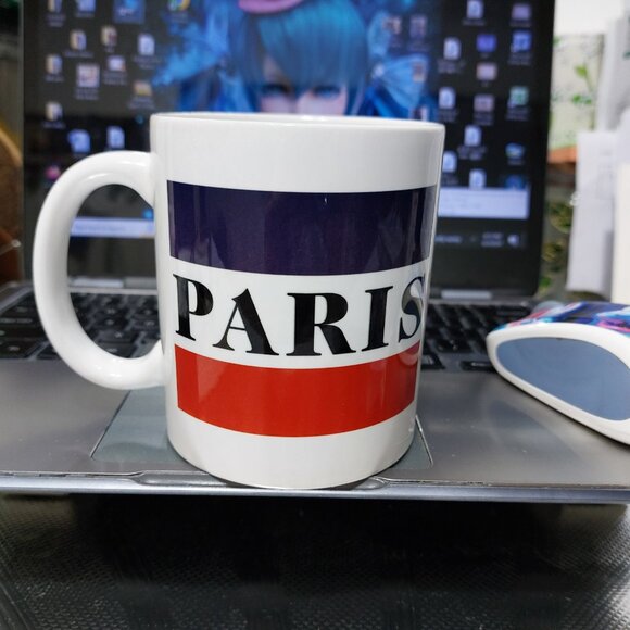 Coffee Tea MUG CUP PARIS wording White - Picture 1 of 6
